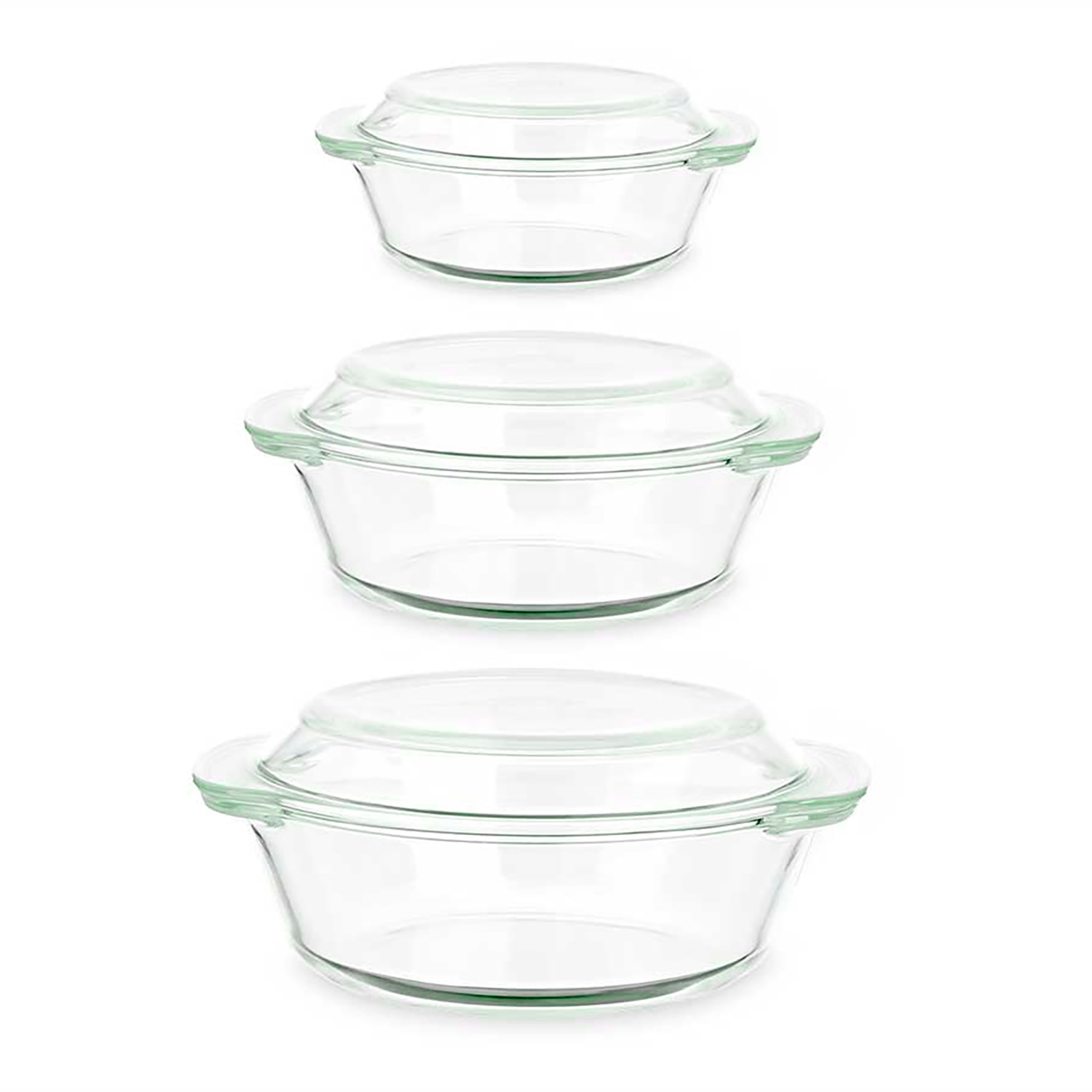 SET 3 CACEROLAS BOROSILICATO 700 1000 1500ML