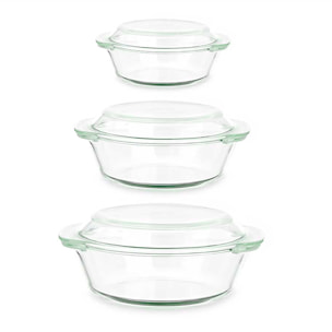 SET 3 CACEROLAS BOROSILICATO 700 1000 1500ML