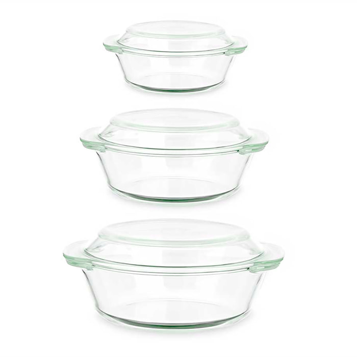 SET 3 CACEROLAS BOROSILICATO 700 1000 1500ML