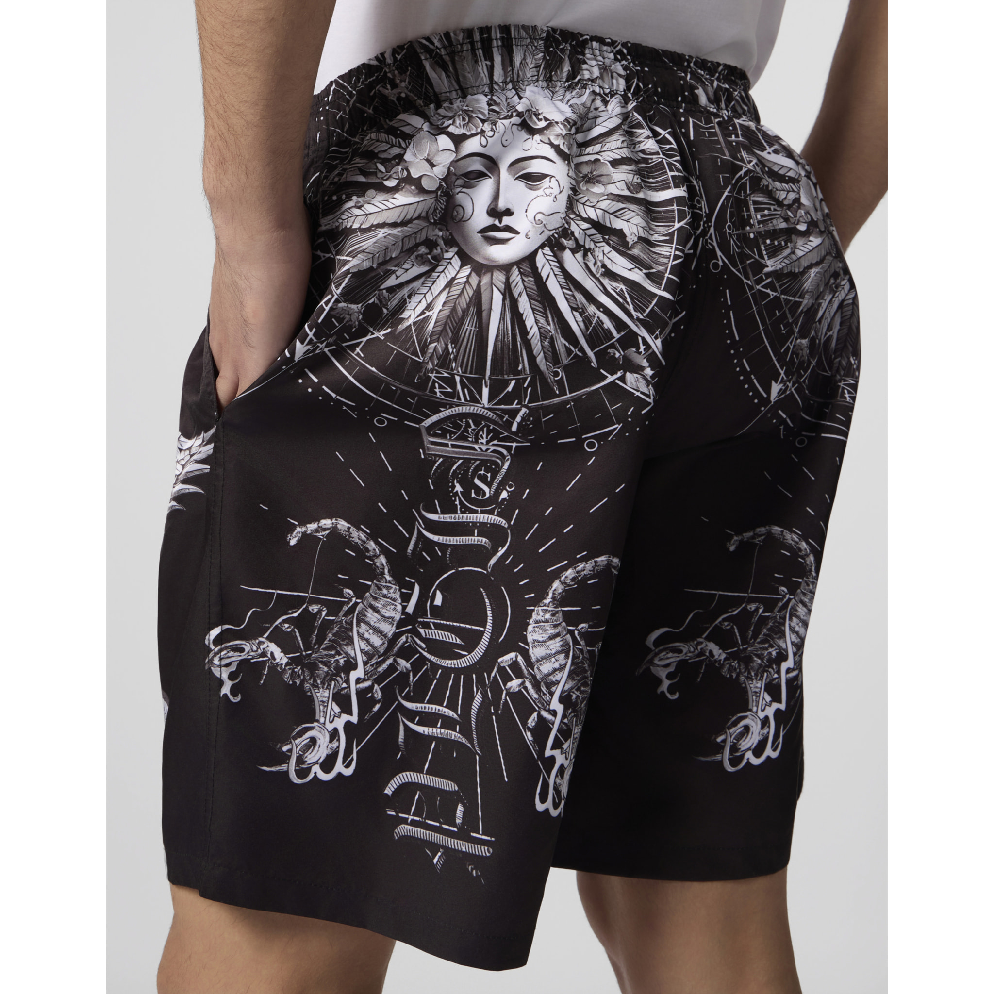 PHILIPP PLEIN Nylon Shorts Tattoo