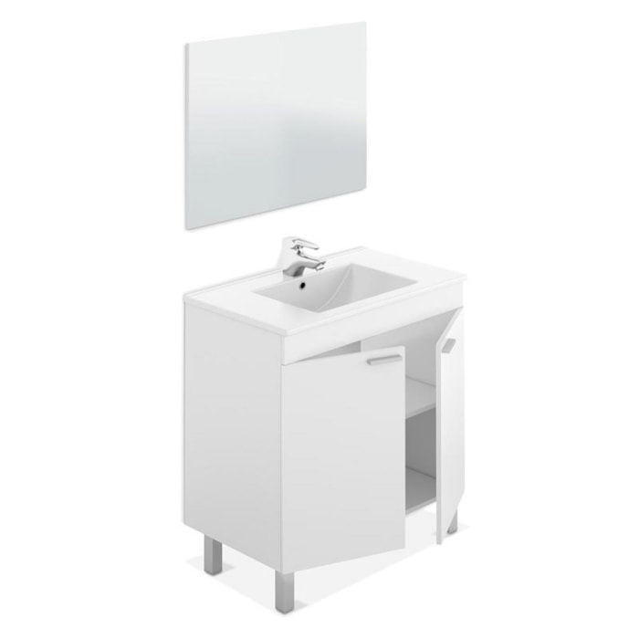 Mueble de baño con espejo LC1 80 Blanco Brillo
