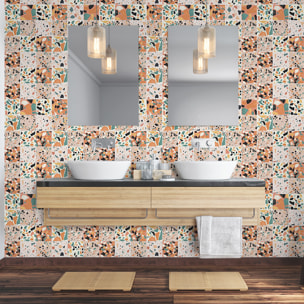 Stickers muraux - Sticker Mural Carrelage adhésif Cuisine Salle de Bain - 60 STICKERS CARREAUX DE CIMENT TERRAZZO ZOILO