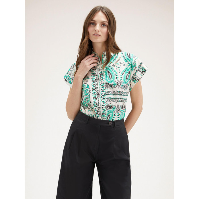 Motivi - Camisa de kimono estampado fular - Verde claro