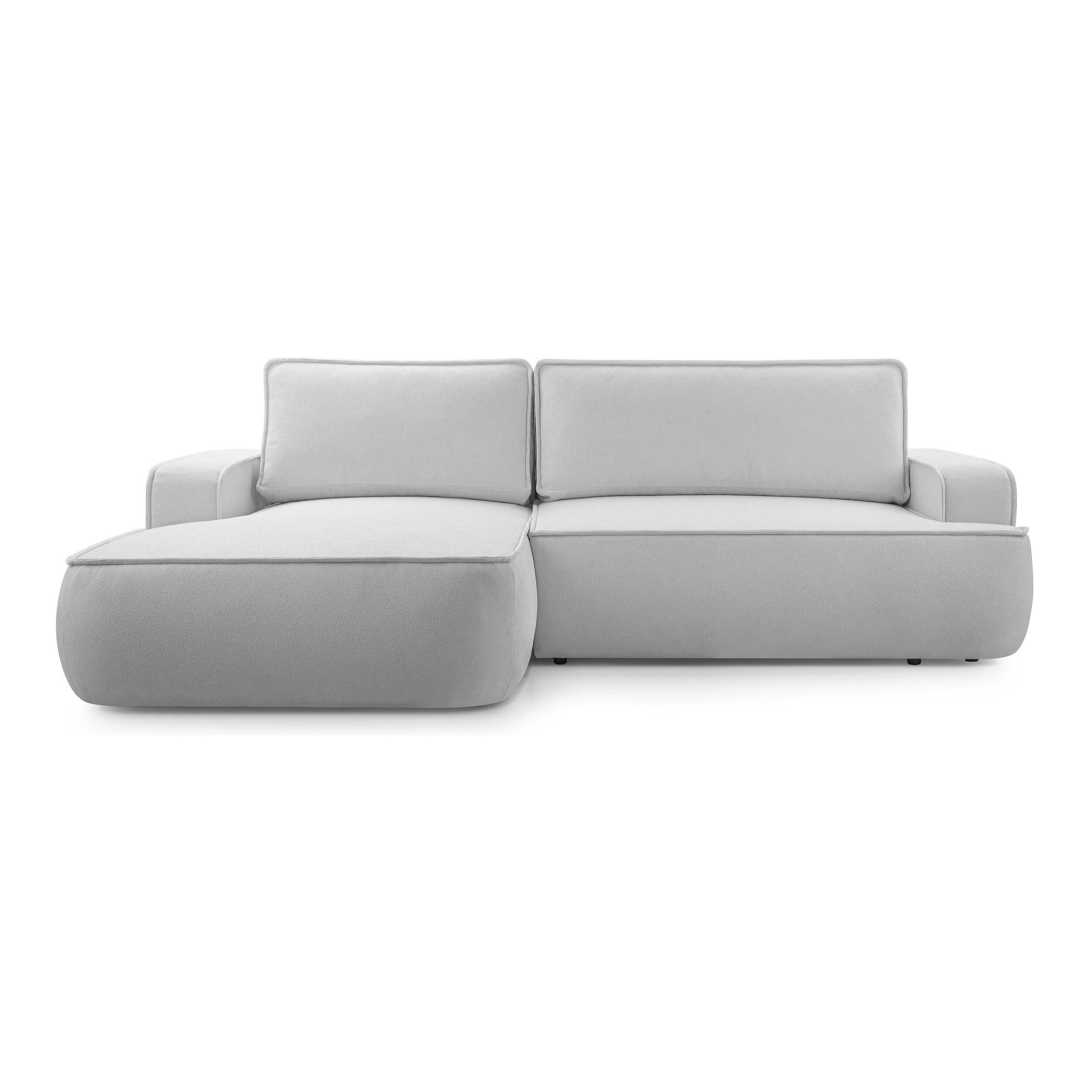 Nessino - canapé d'angle gauche 4 places - convertible avec coffre - en tissu texturé - Gris clair