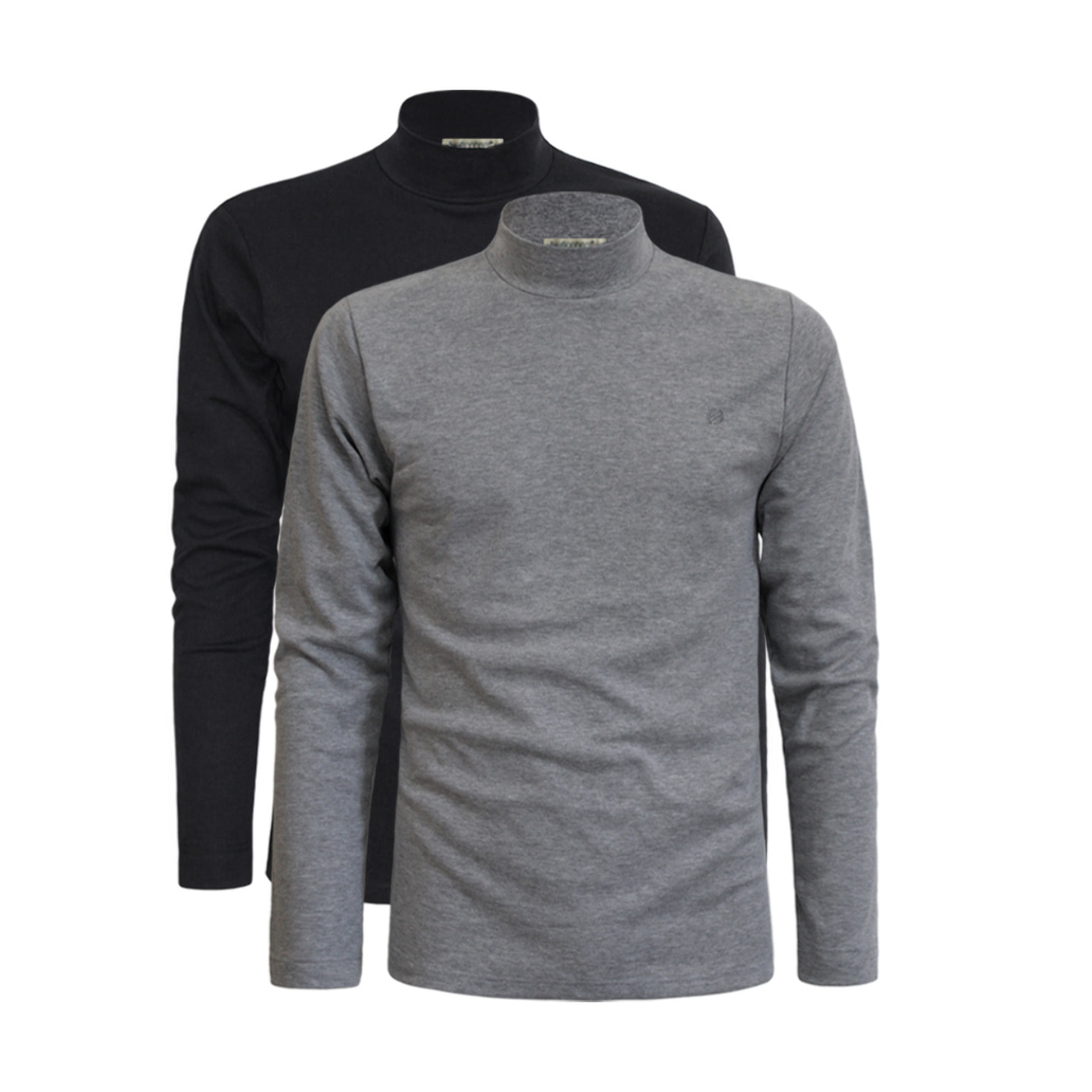 2 Maglie Lupetto Uomo Caldo Cotone Nottingham, Art. NOTLPUDI Assortito (Nero, Grigio Melange)
