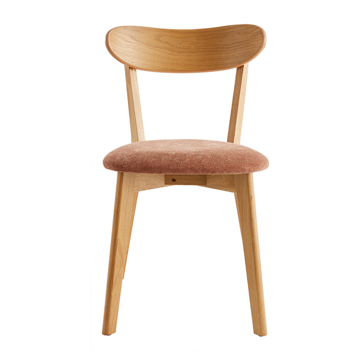 Chaises vintage en bois clair chêne et tissu effet velours terre brûlée (lot de 2) DOVE
