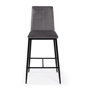Tabourets de bar Jade velours gris foncé - lot de 2