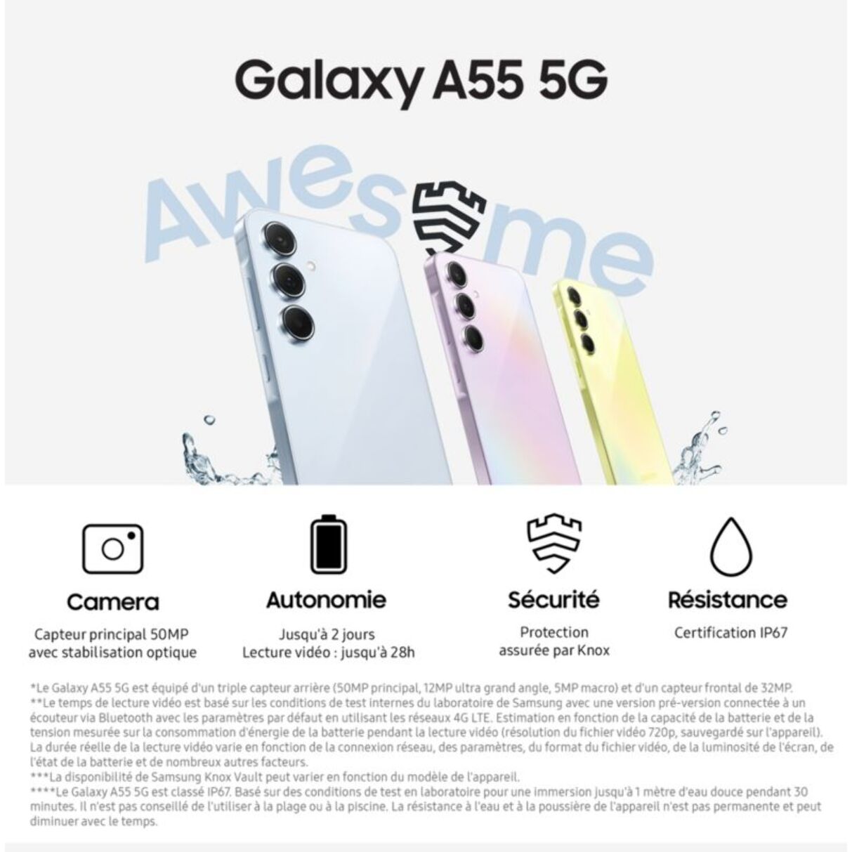 Smartphone SAMSUNG Galaxy A55 Bleu 128Go 5G