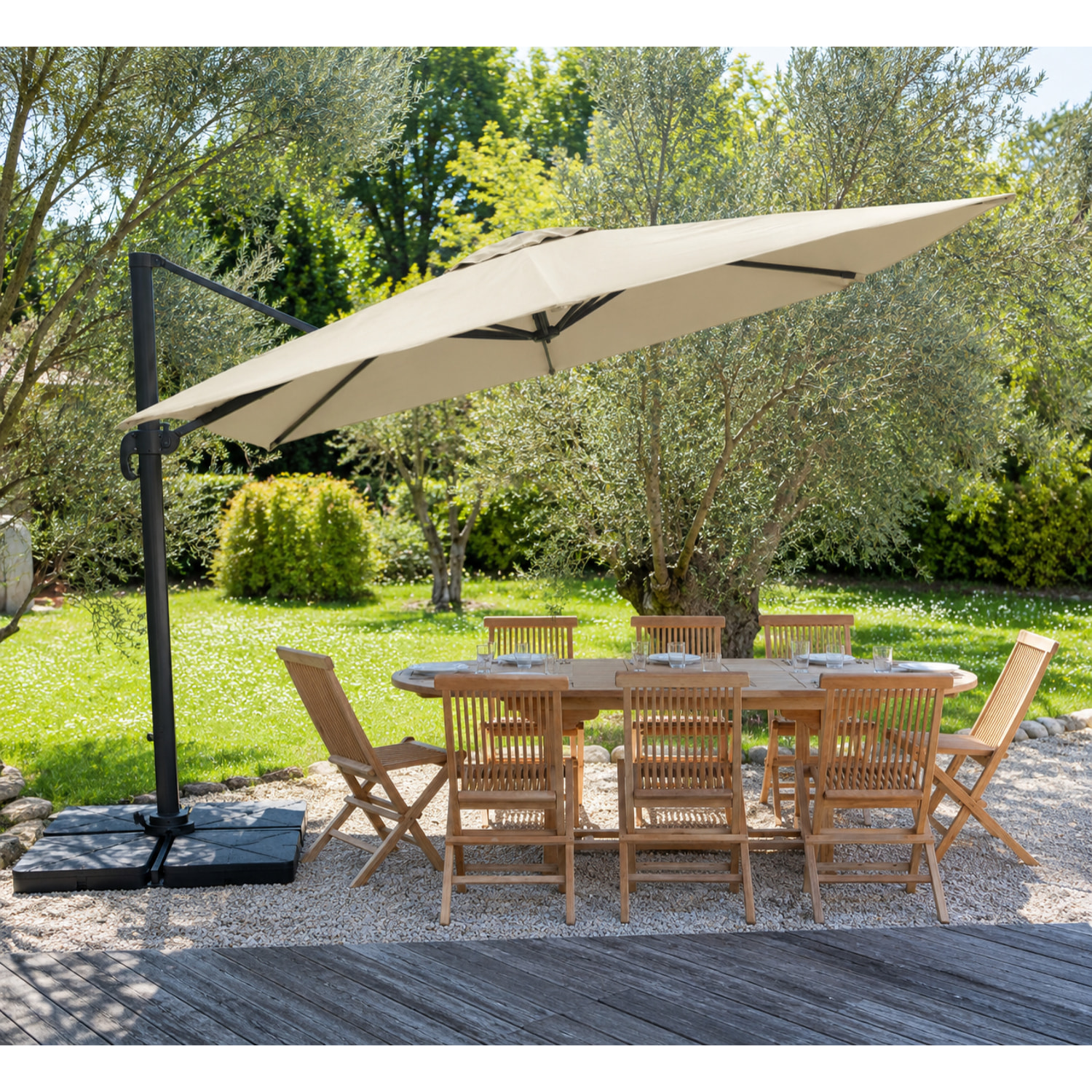 Parasol déporté MOLOKAI carré avec housse -