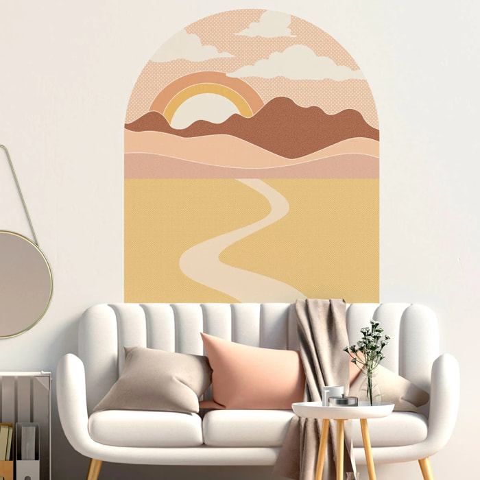 Papier peint - Ambiance Sticker - SOLEIL LEVANT CALIFORNIEN AVEC DÉSERT ET NUAGES - 75x60cm