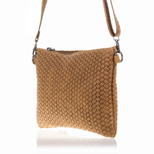 Oleggio Bolso bandolera Mujer.Piel auténtica Gamuza Grabado Espiga