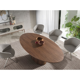 Silla Angel Cerdá giratoria con reposabrazos tapizada en tela en gris claro con estructura y patas en acero inoxidable cromado 67x59x80cm