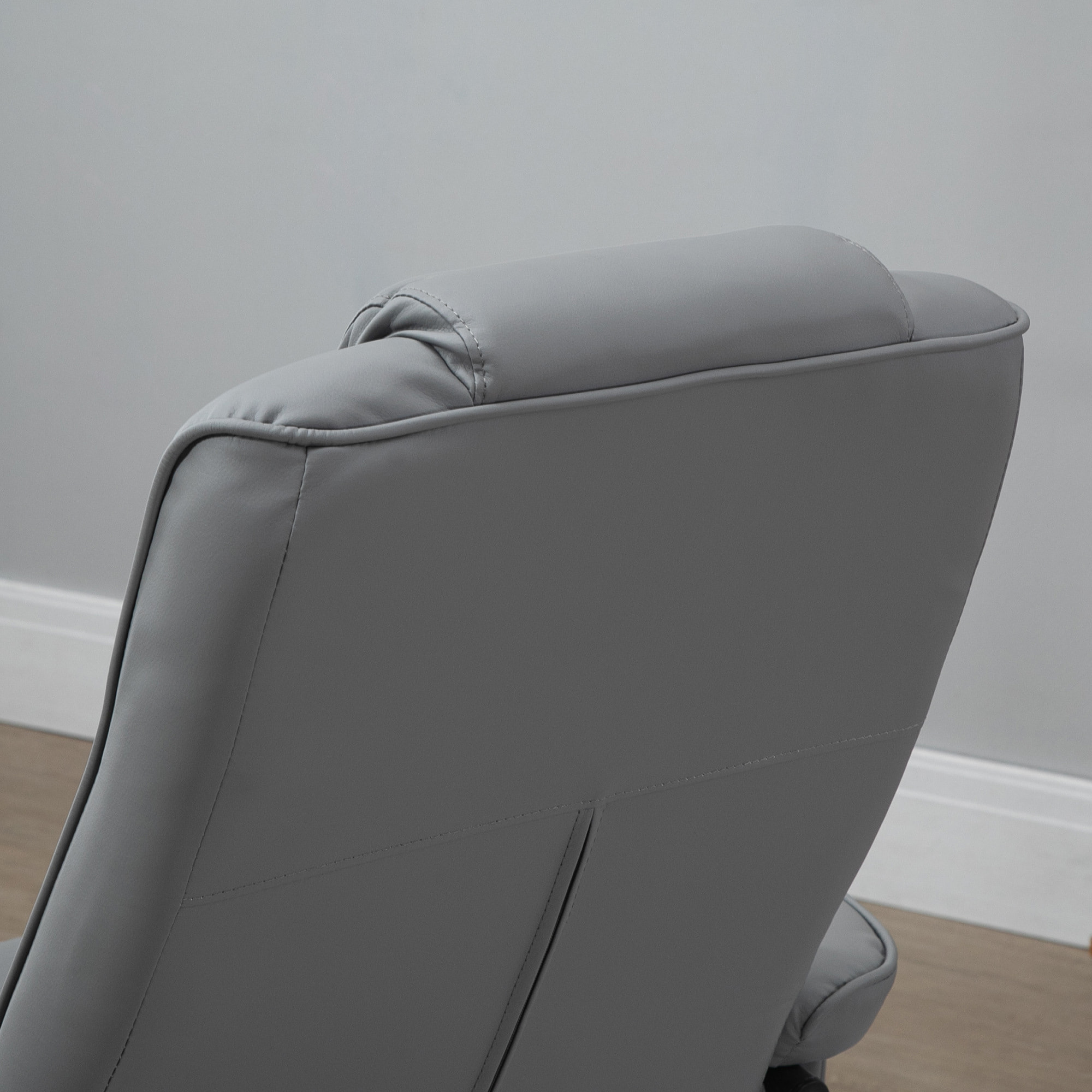 Sillón de Masaje Eléctrico con Reposapiés Sillón Relax Giratorio Reclinable hasta 145° con Control Remoto y 10 Puntos de Masaje Tapizado en PU Gris