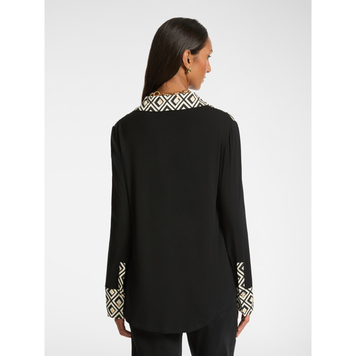 Elena Mirò - T-shirt dalla stampa geometrica - Nero