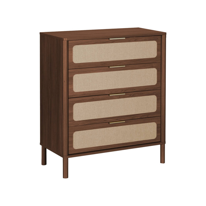 Commode vintage décor bois et cannage 4 tiroirs ETTA