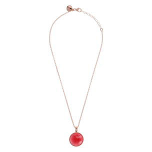 Collana con Pendente in Pietra Naturale Sfaccettata Quarzo Rosso