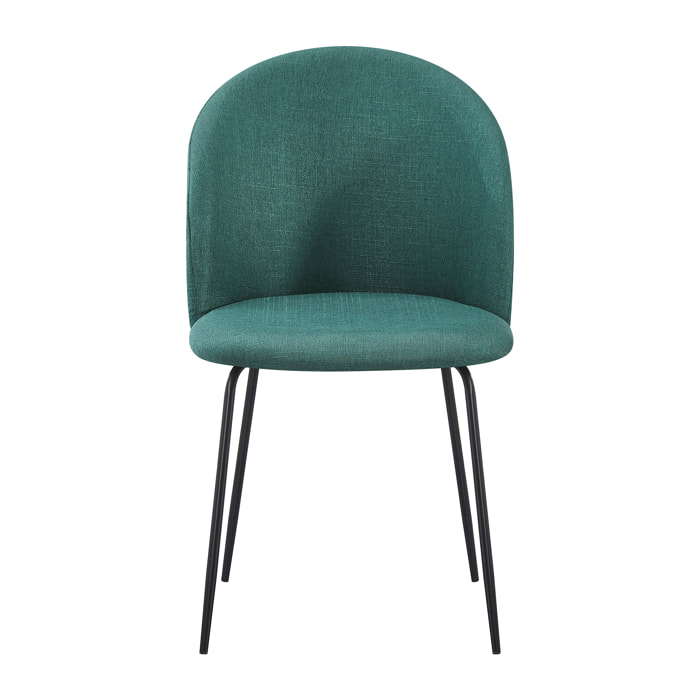 Set Da 4, Sedia Tamara Tess. Verde Inglese Gambe Nere per soggiorno, cucina e arredo bar