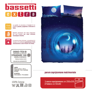 BASSETTI completo letto IMAGE serie stampa in digitale alta definizione animali natura paesaggi balza applicata 100% cotone – Made in ITALY (BOSCO, MATRIMONIALE)