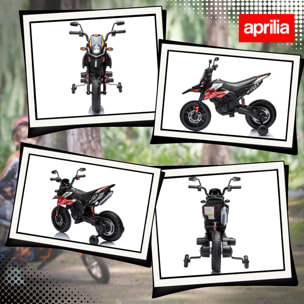 Moto Eléctrica para Niños 12V con Licencia Aprilia, Moto Eléctrica Infantil con Ruedas Auxiliares Desmontables, 6 km/h, Suspensión Trasera, Faro, Música y USB, para Niños 37-96 Meses, Rojo