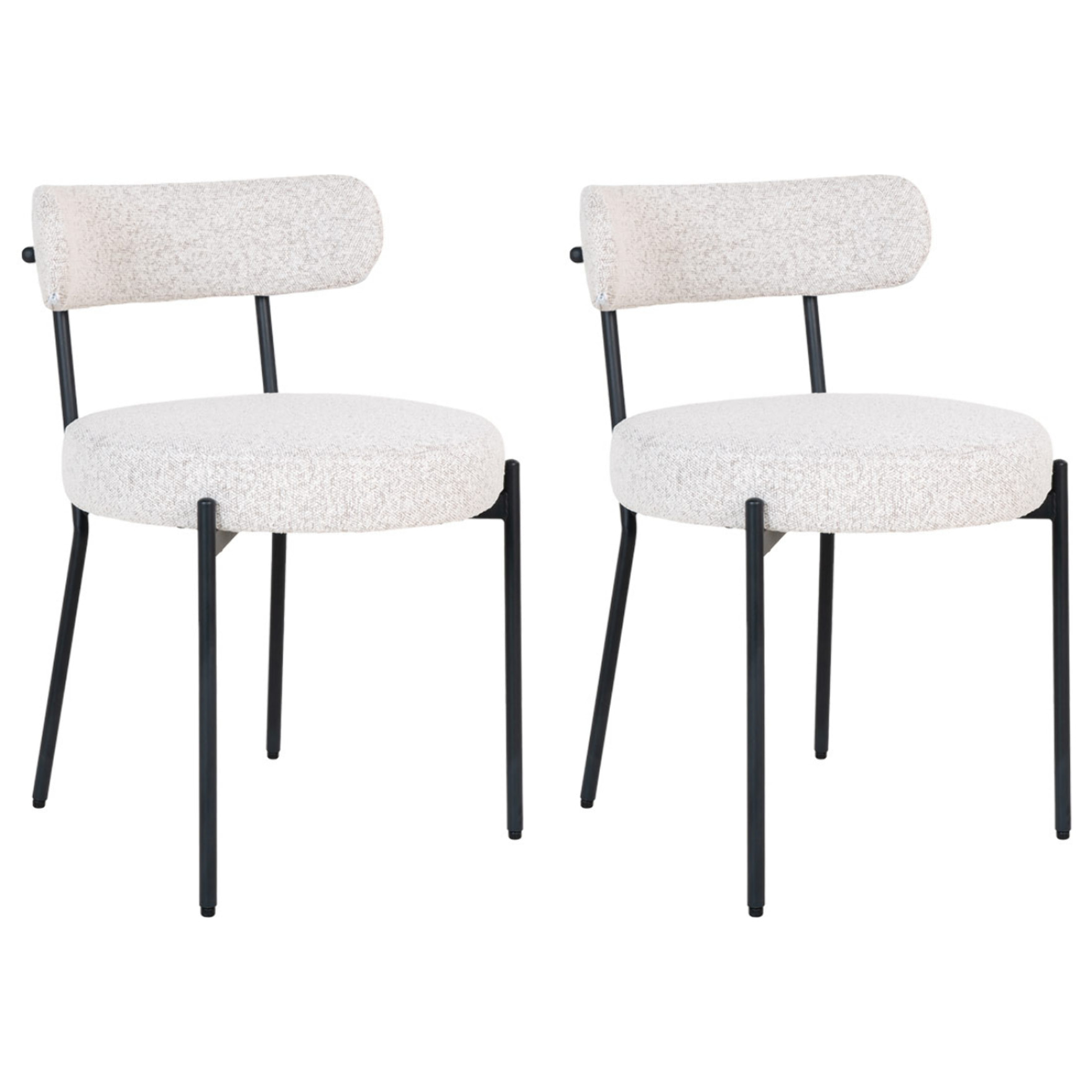 Ivanec - lot de 2 chaises - en tissu bouclette - Noir / Blanc