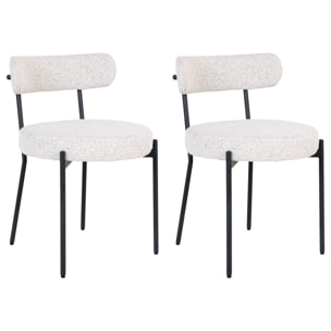 Ivanec - lot de 2 chaises - en tissu bouclette - Noir / Blanc