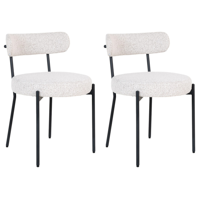Ivanec - lot de 2 chaises - en tissu bouclette - Noir / Blanc