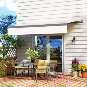 Toldo Manual Retráctil 3x2 m Toldo Exterior Terraza Enrollable Ajustable con Manivela Protección UV50+ Estructura de Aluminio y Metal para Balcón Jardín Crema