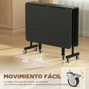 Mesa Plegable de Comedor para 4-6 Personas Mesa de Cocina Plegable con Ruedas y Alas Abatibles para Cocina Salón 120x80x73 cm Negro