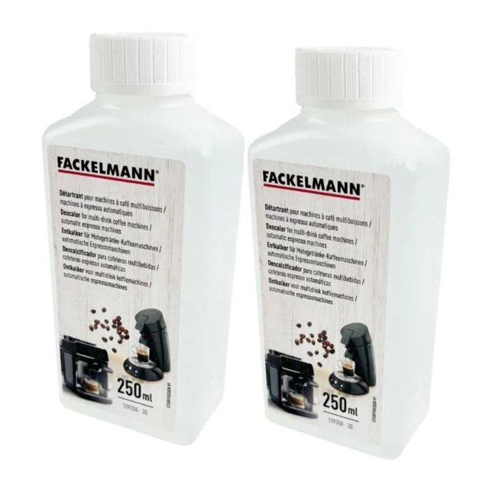 Ensemble de 2 Détartrants liquide pour machine à expresso et multi boisson 25 cl Fackelmann Petit Déjeuner