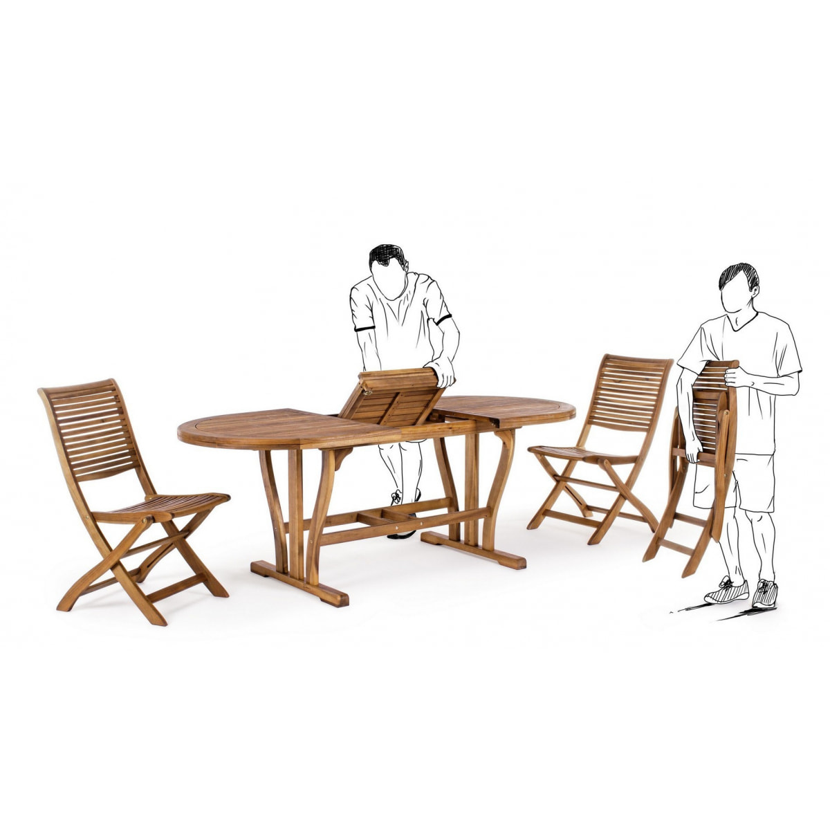 Set di 2 sedie MALI (O) in legno pieghevoli