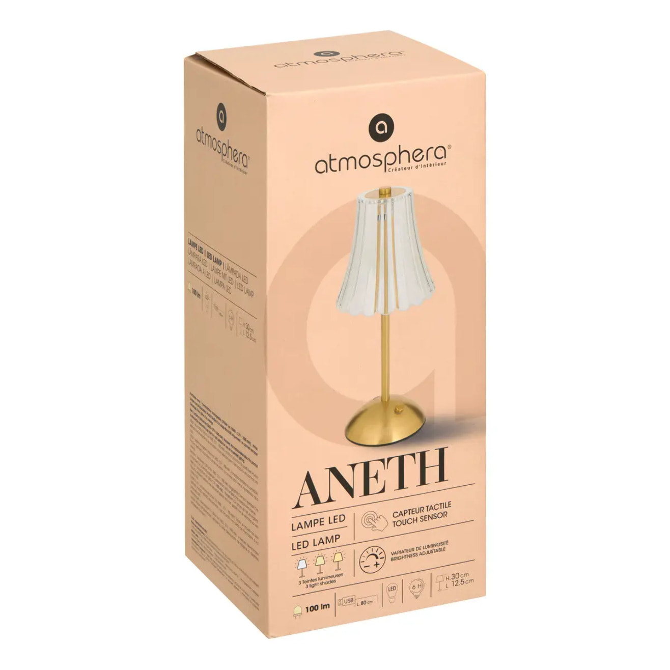 Lampe LED batterie Aneth doré H30cm