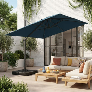 Parasol déporté rectangulaire 3x4m + dalles à lester 50x50cm WIMEREUX + DALLES