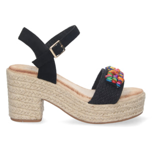 Sandalia de Tacon con Yute y Hebilla