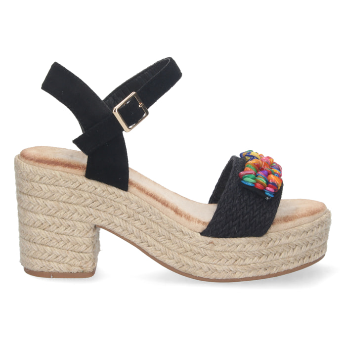 Sandalia de Tacon con Yute y Hebilla