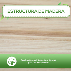 Outsunny Huerto Urbano Elevado con Estante Mesa Jardinera de Cultivo de Madera con Tela no Tejida para Cultivos Plantas Flores Jardín 90x40x81 cm Natural