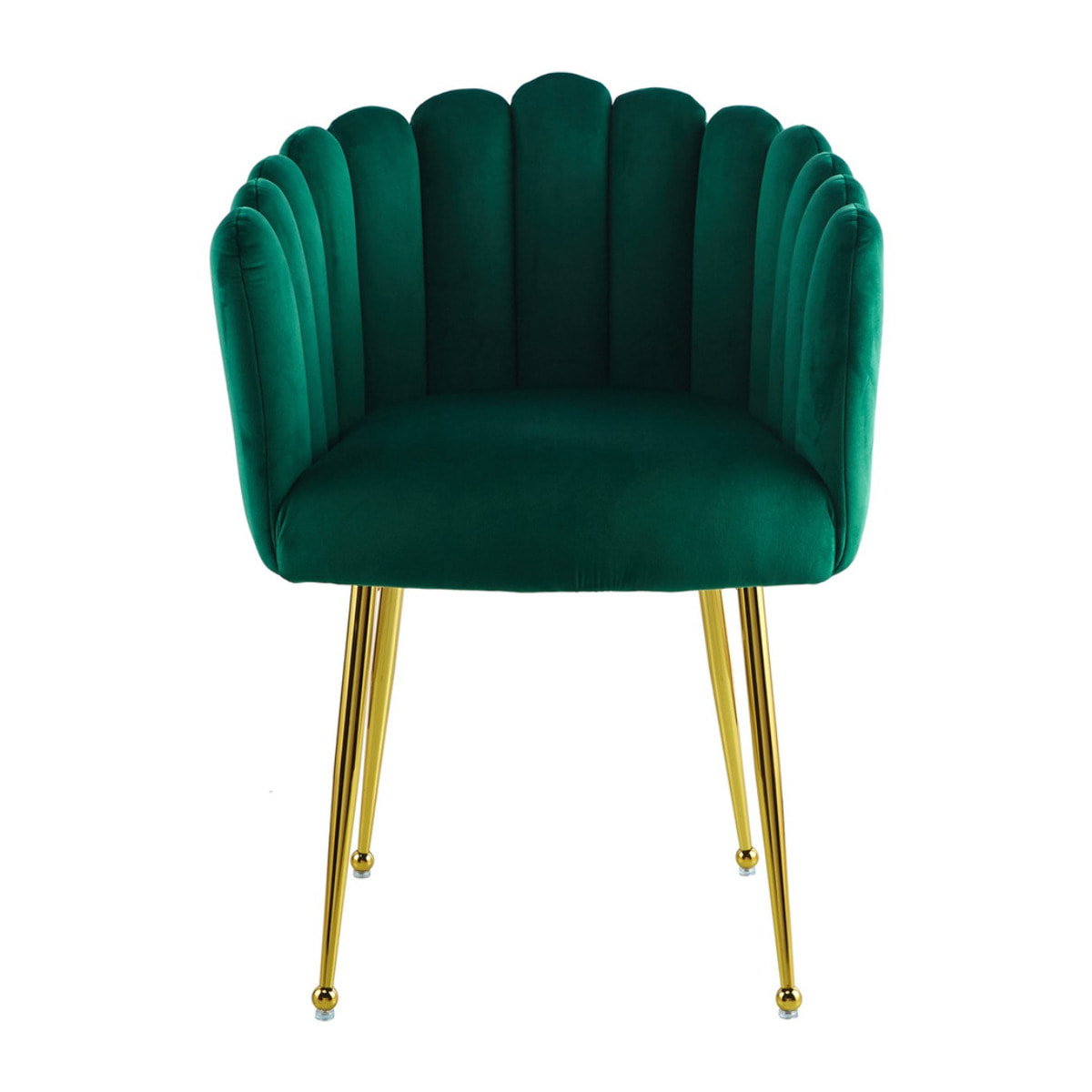 Sedia Mucha 100 in velluto verde smeraldo con gambe dorate