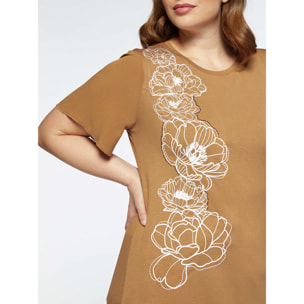 Fiorella Rubino - Camiseta con estampado de flores - Beige