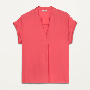 Oltre - Blusa de viscosa con ribetes de satén - Rojo