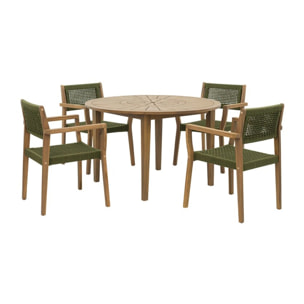 Ensemble de table et chaises de jardin Nera-tina -bois massif d'acacia-couleur naturel 120 x 75 x 120 cm