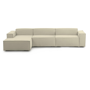 Divano fisso Licia, Divano componibile a 4 posti con penisola sinistra, 100% Made in Italy, Sofà moderno in tessuto, Cm 340x170h70, Beige