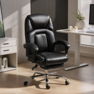 Fauteuil de bureau manager inclinable repose-pieds rétractable synthétique noir