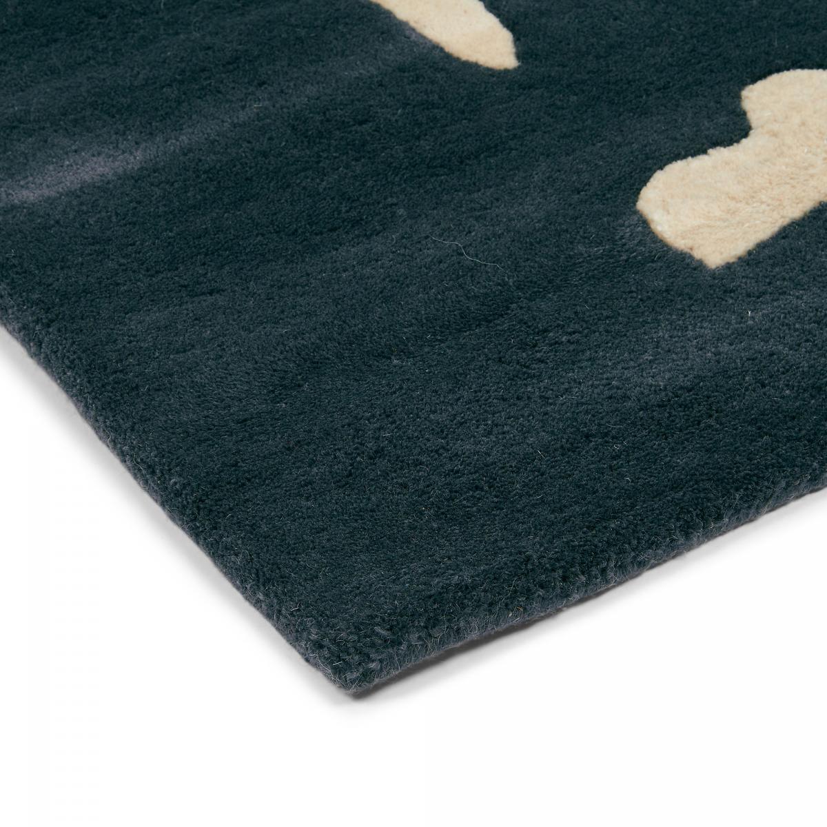 Tapis salon et chambre fait à la main en laine motif floral KAMA