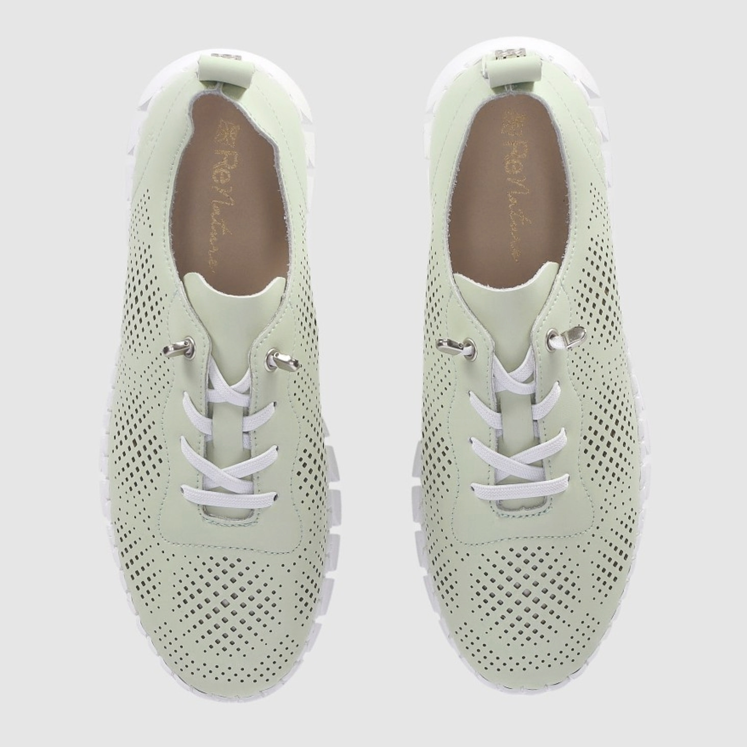 Zapatos de Piel - Verde - Tacón: Bajo