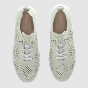 Zapatos de Piel - Verde - Tacón: Bajo