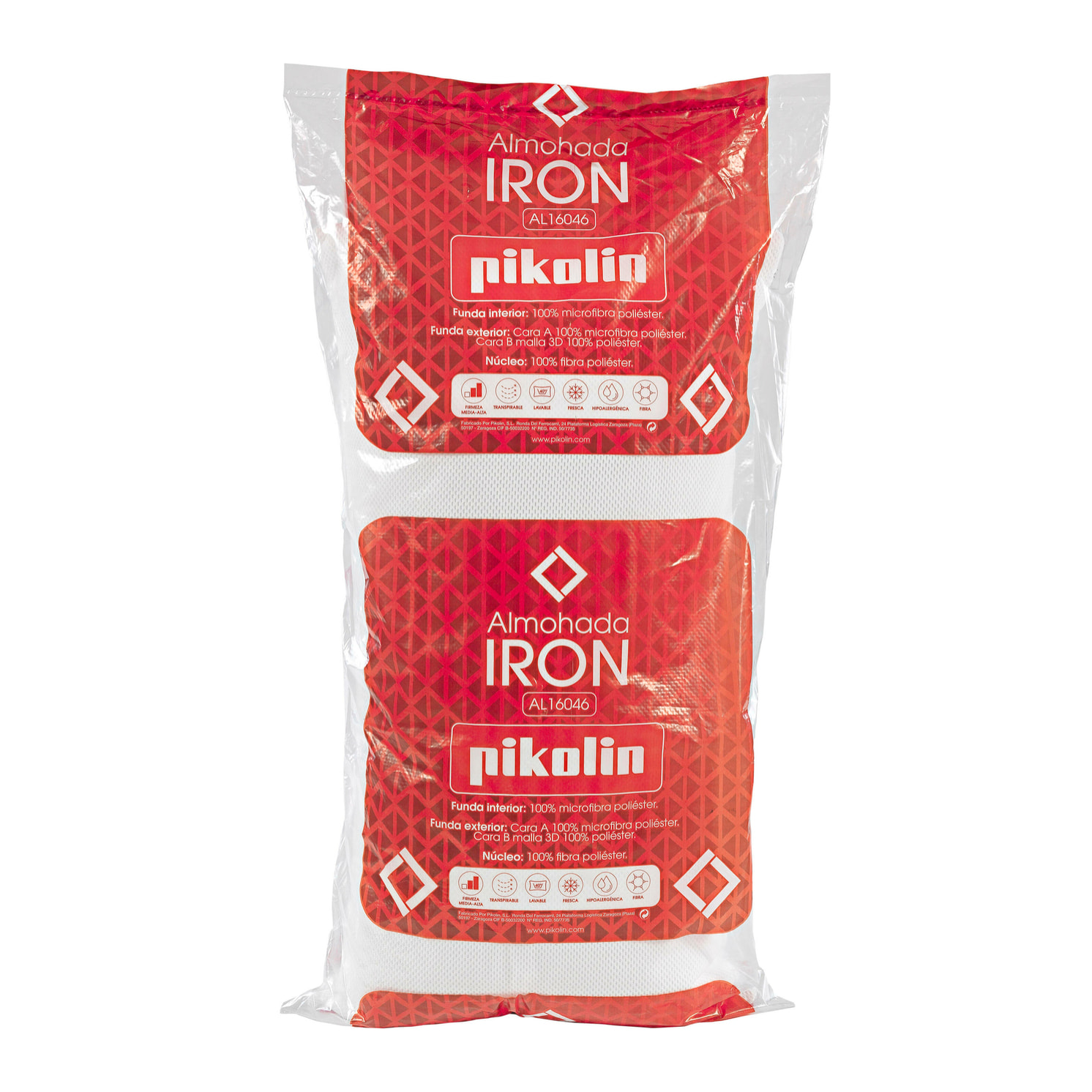 Almohada Fibra | Firmeza Media | Alta | Hipoalergénica | Ideal para dormir boca arriba | Iron