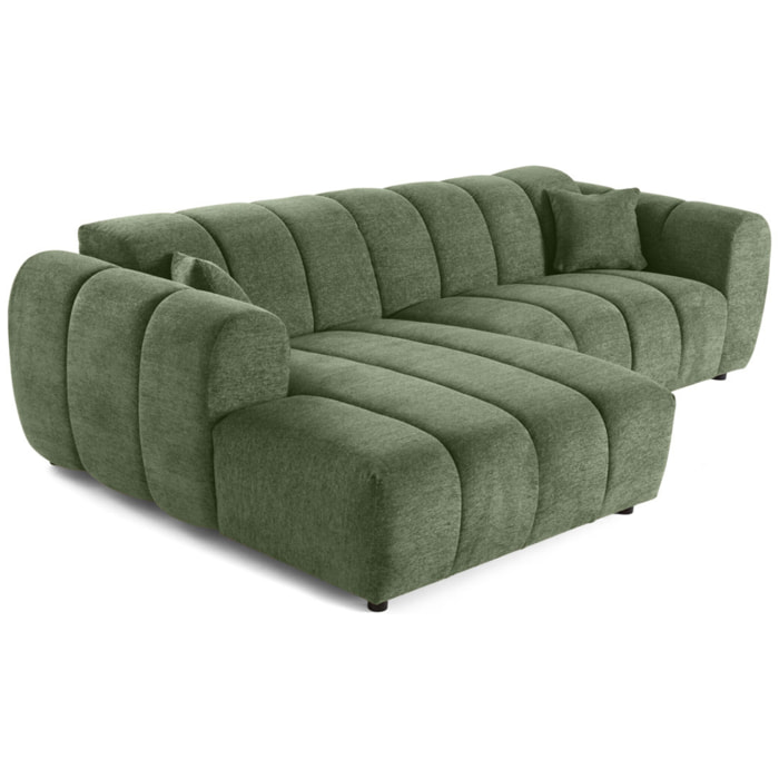 Curtis - canapé d'angle gauche 4 places en tissu texturé - Vert