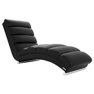 Chaise longue / fauteuil design noir et acier chromé TAYLOR