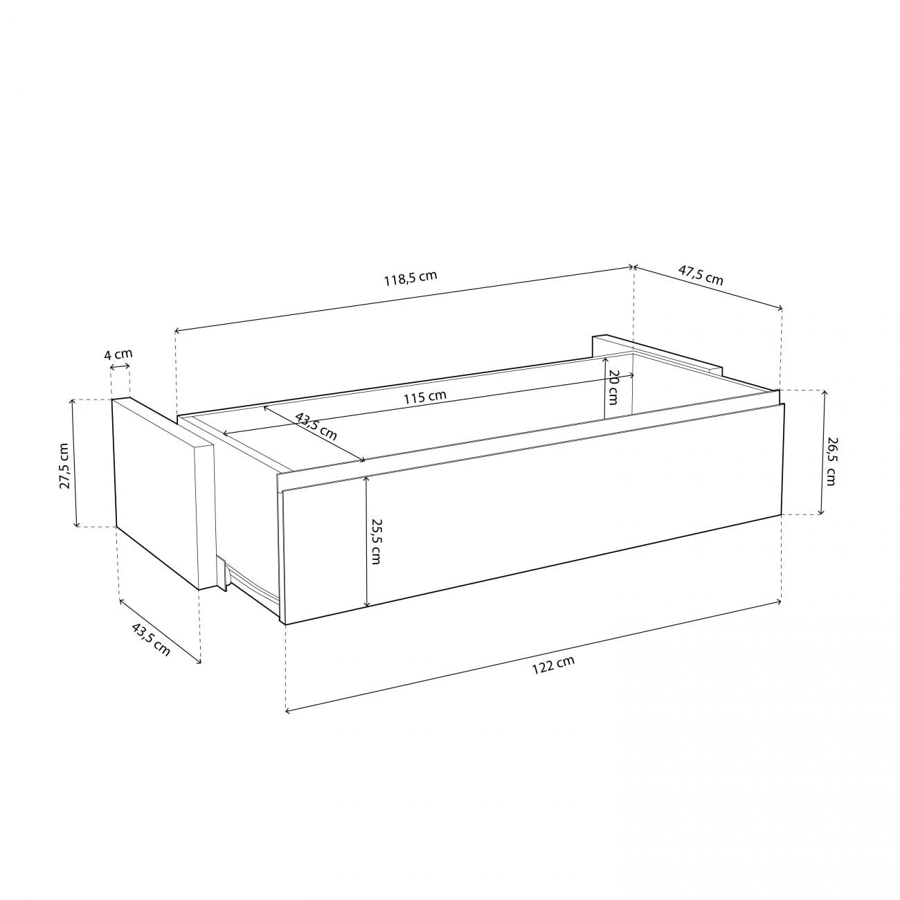 Cajón frontal canapé Luxury Blanco