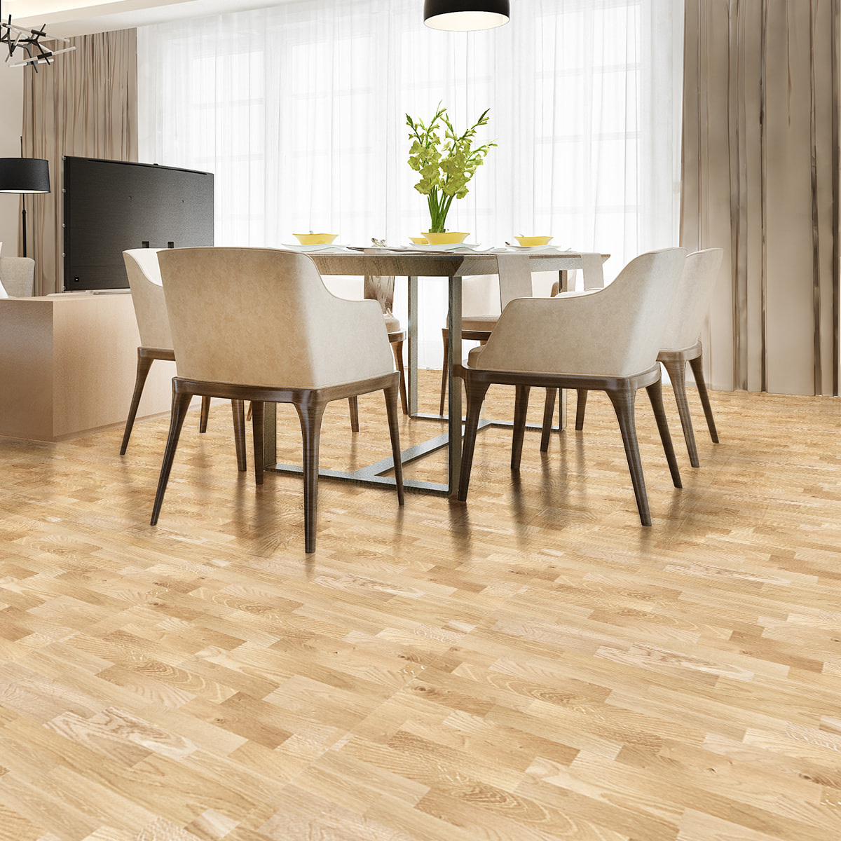 Revêtement sticker sol - PARQUET BOIS CLAIR - Rouleau adhésif Protection Anti-dérapant