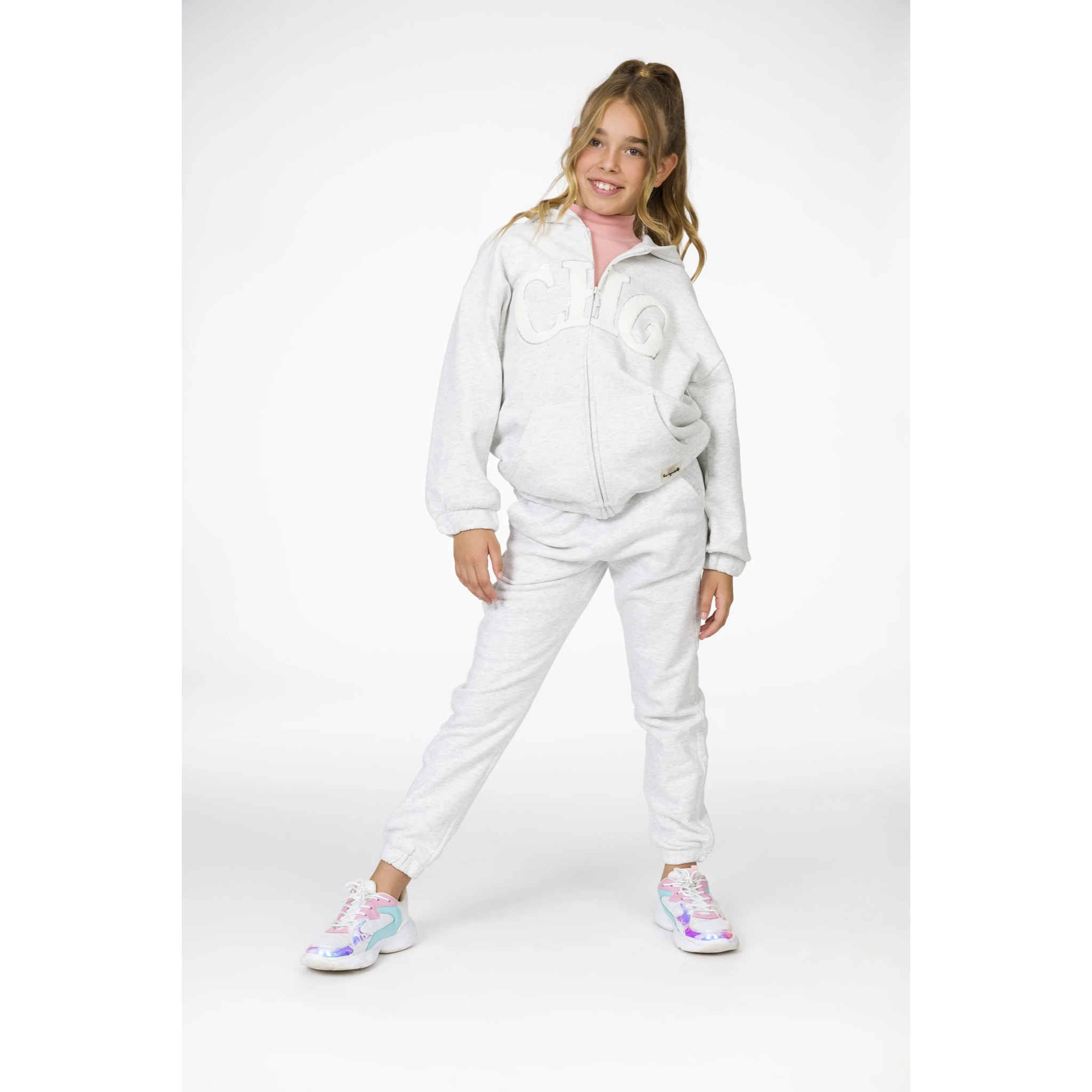 Pantaloni Da Bambina In Pile Grigio Chg